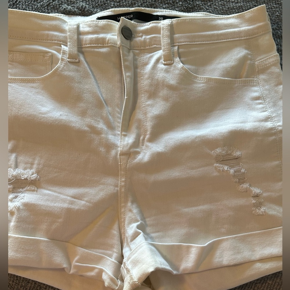 White denim shorts